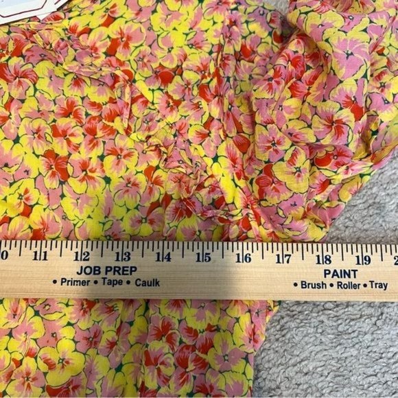 Banjanan Womens Mini Dress size S Revolve Orange Yellow Floral Babydoll Cotton - Picture 10 of 12